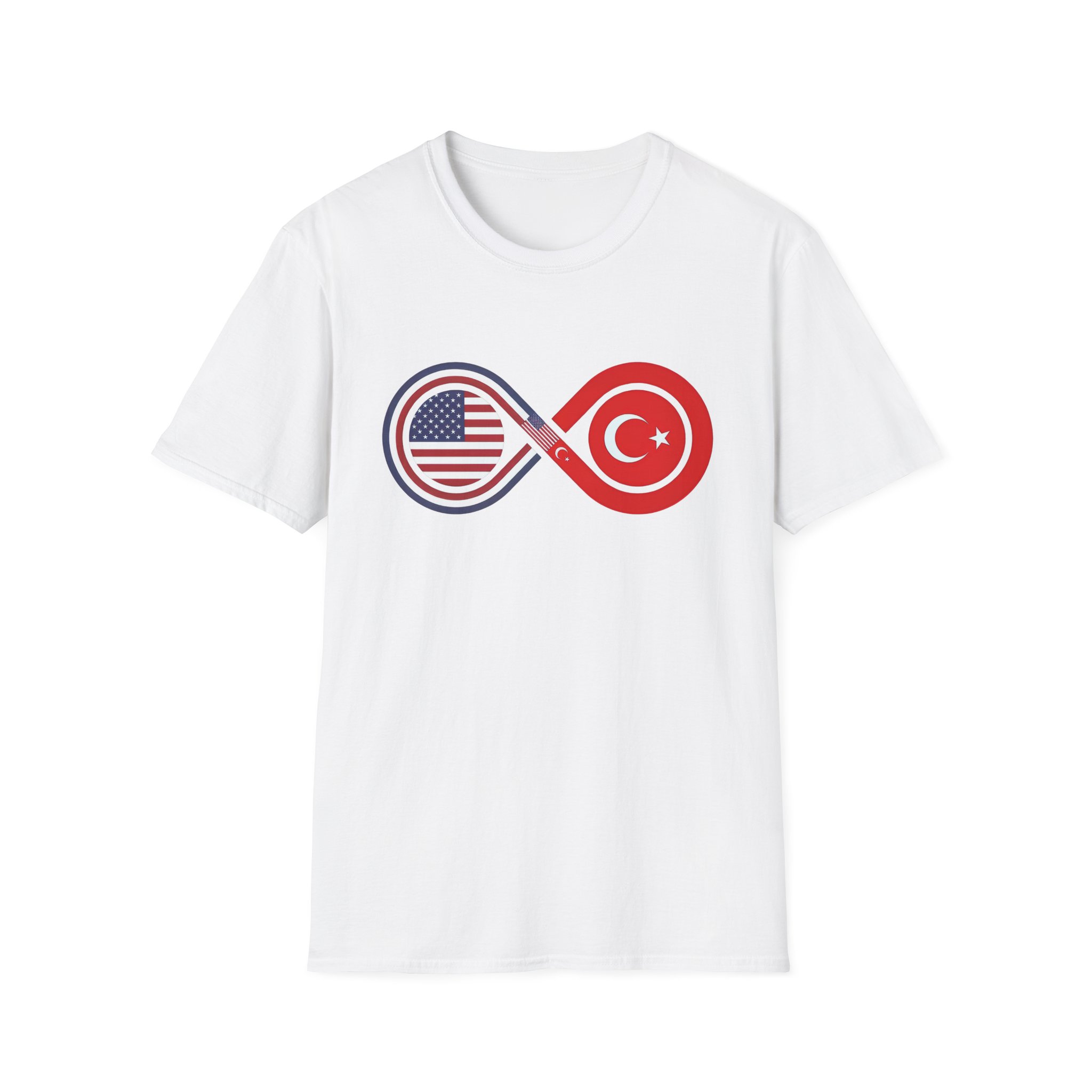 USA and Turkey Friendship Infinity Unisex Cotton T-Shirt - Image 12