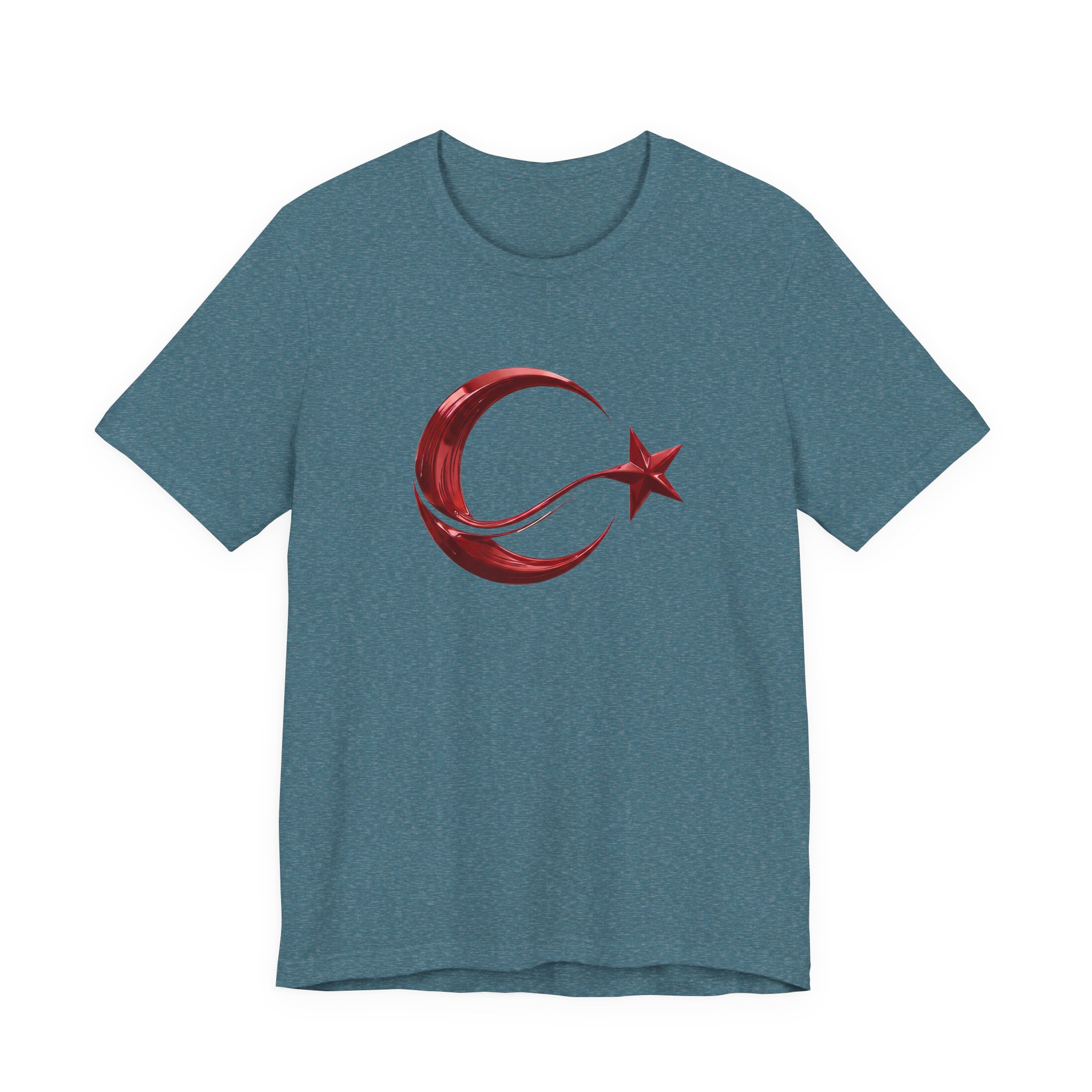 Modern Turkish Flag Emblem T-Shirt – Stylized Red Chrome Design Tee - Image 17
