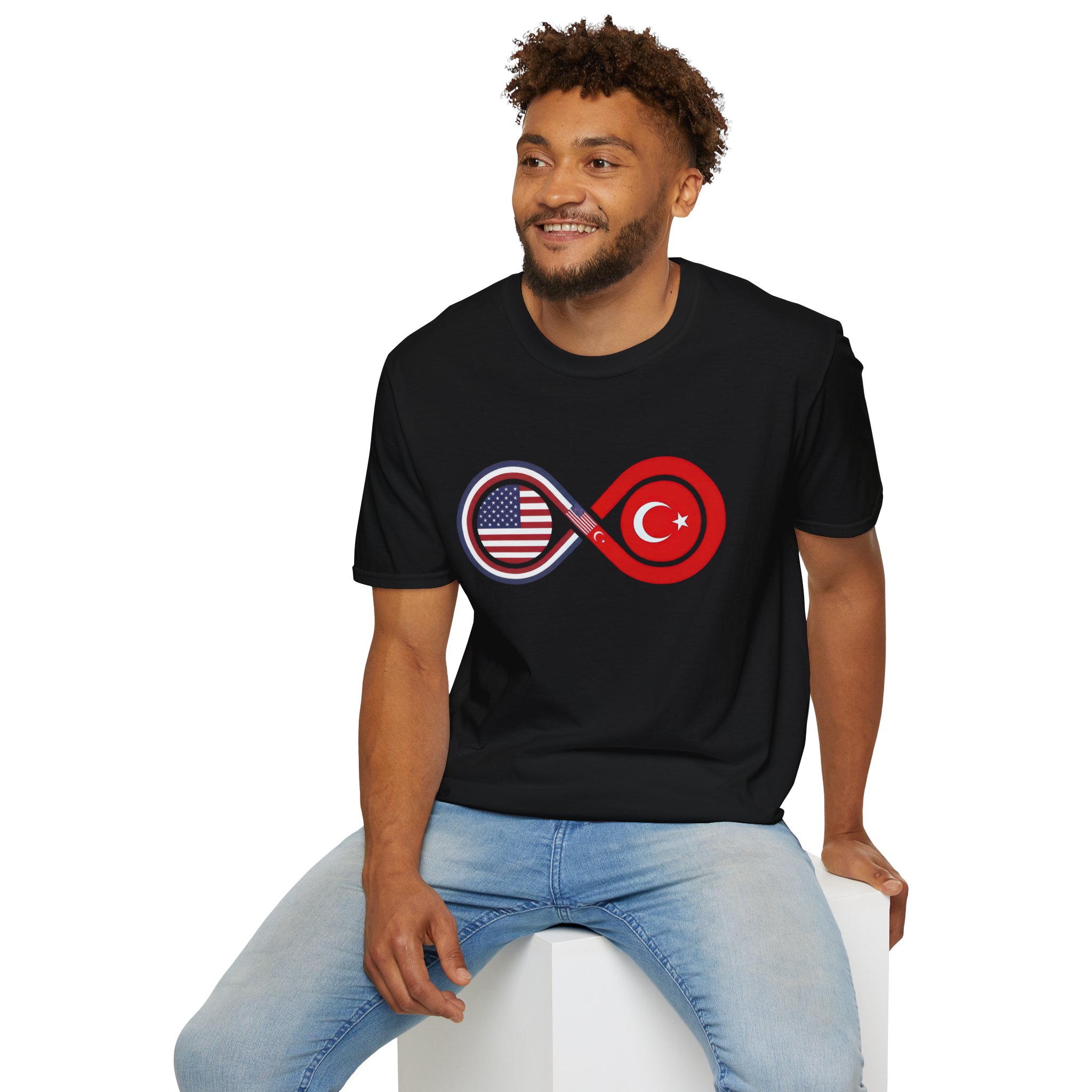 USA and Turkey Friendship Infinity Unisex Cotton T-Shirt - Image 4