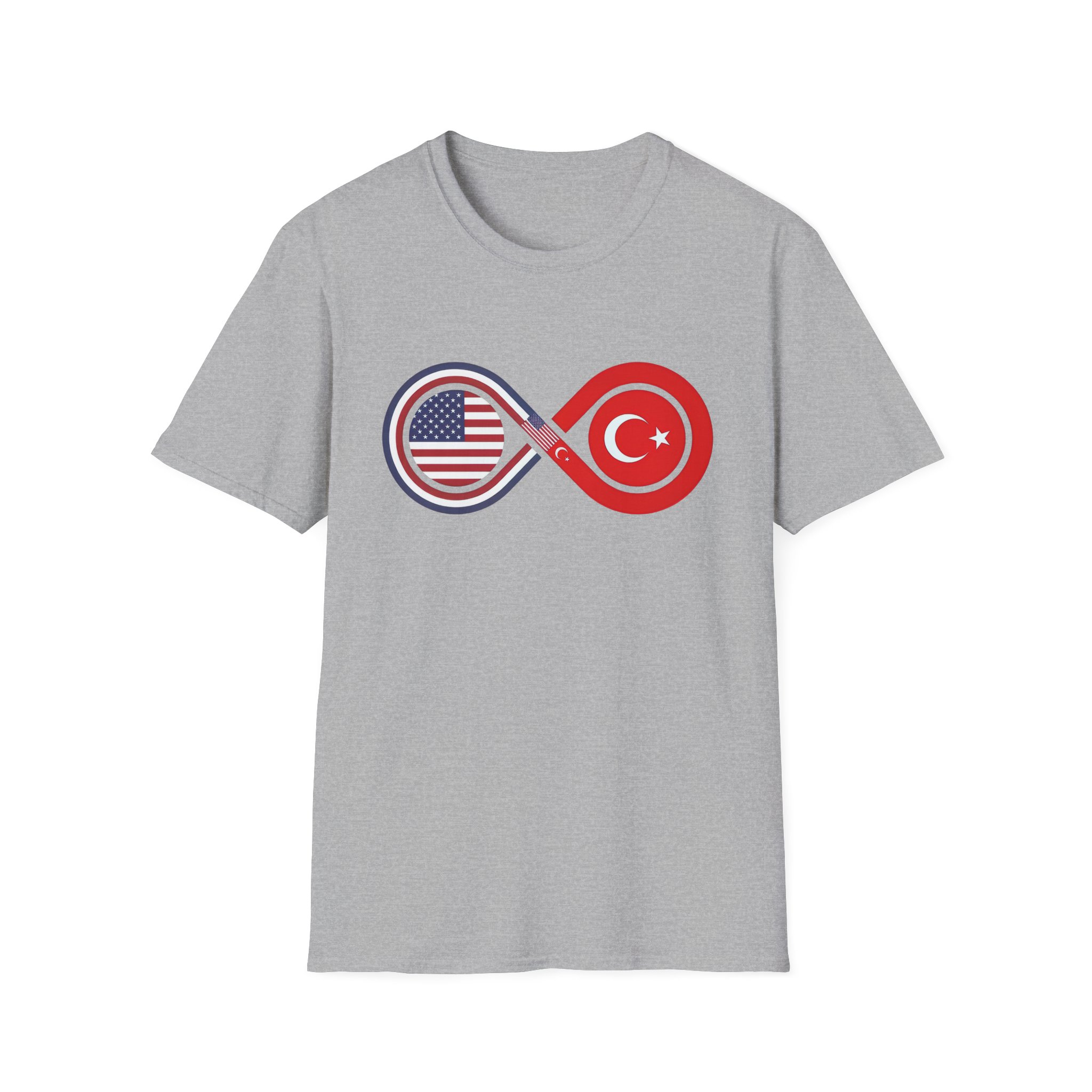 USA and Turkey Friendship Infinity Unisex Cotton T-Shirt - Image 7