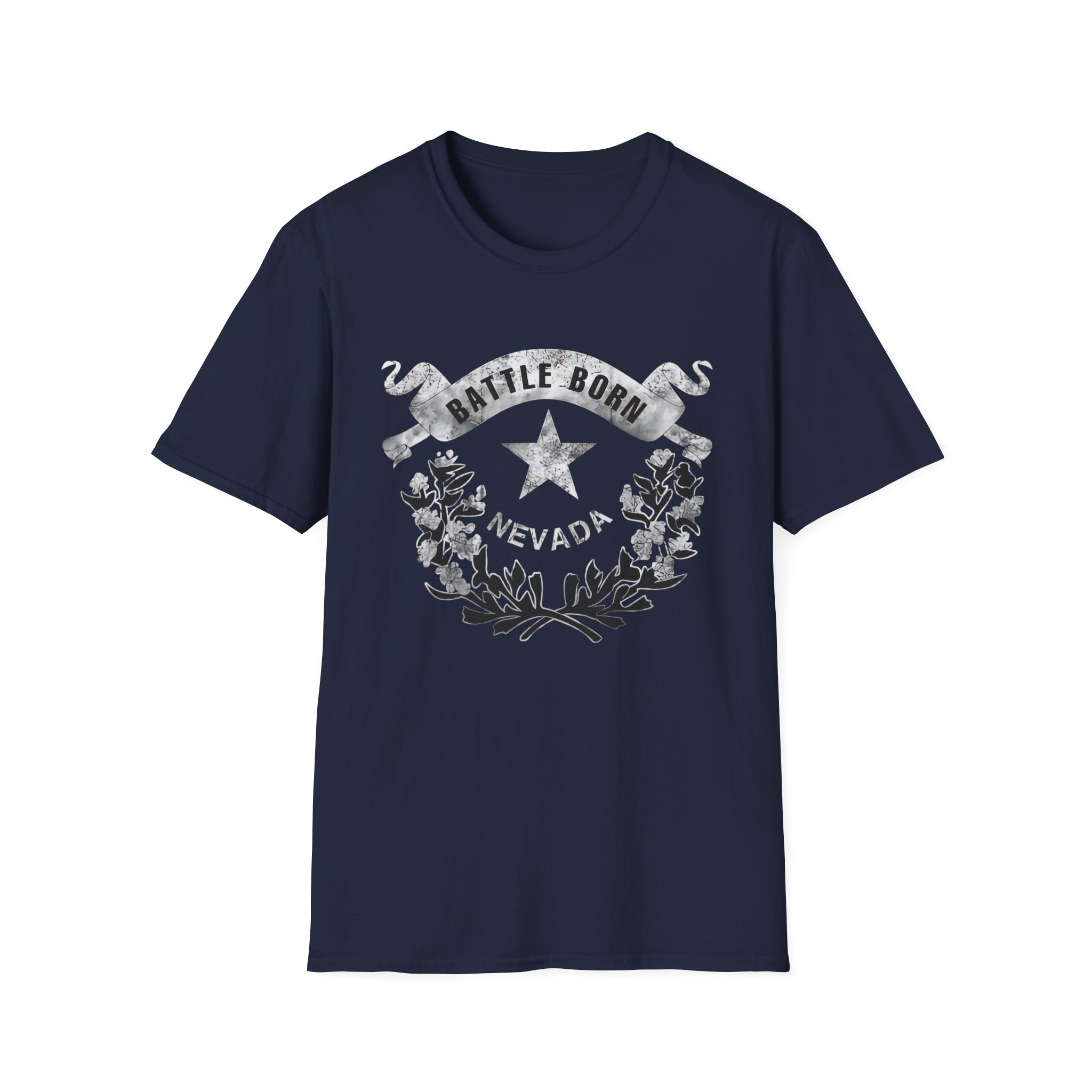 Grunge Nevada "Battle Born" Light Graphic Unisex Cotton T-Shirt - Image 14