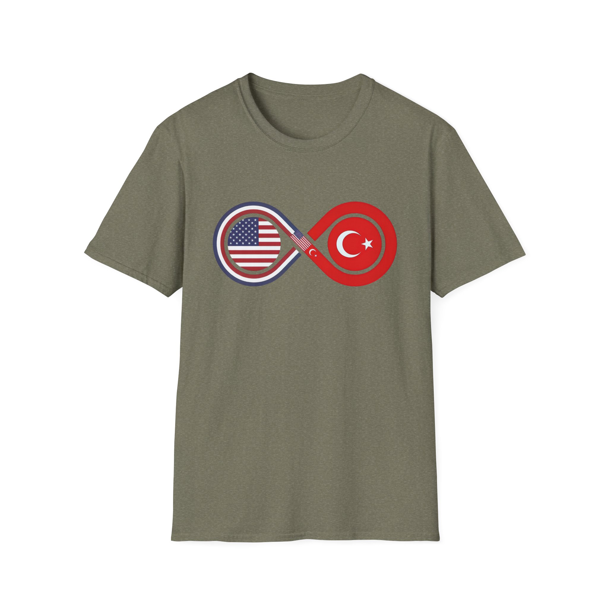 USA and Turkey Friendship Infinity Unisex Cotton T-Shirt - Image 5
