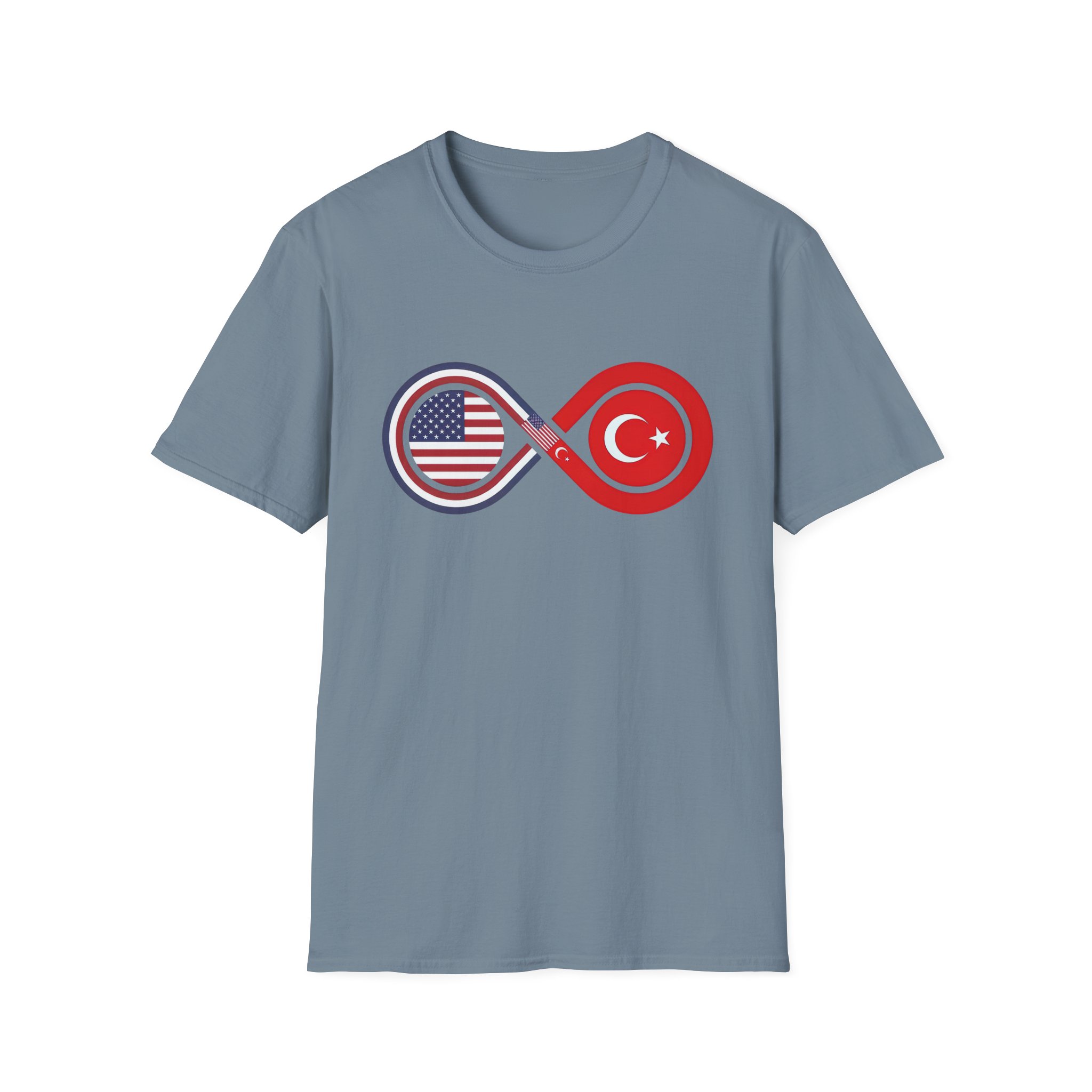 USA and Turkey Friendship Infinity Unisex Cotton T-Shirt - Image 9