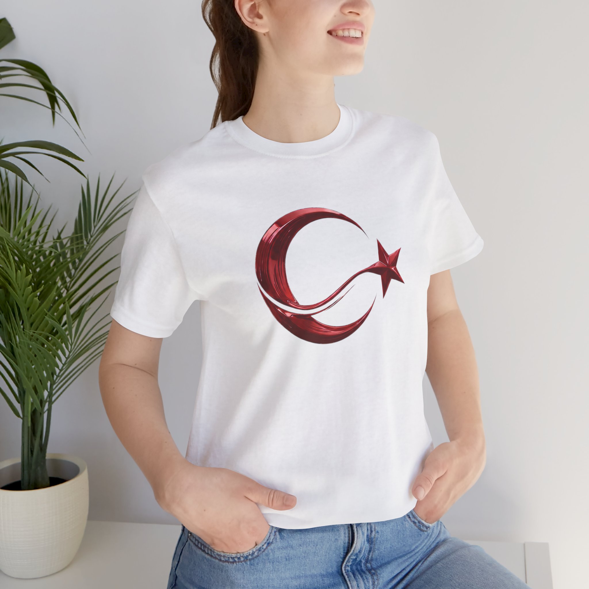 Modern Turkish Flag Emblem T-Shirt – Stylized Red Chrome Design Tee - Image 3