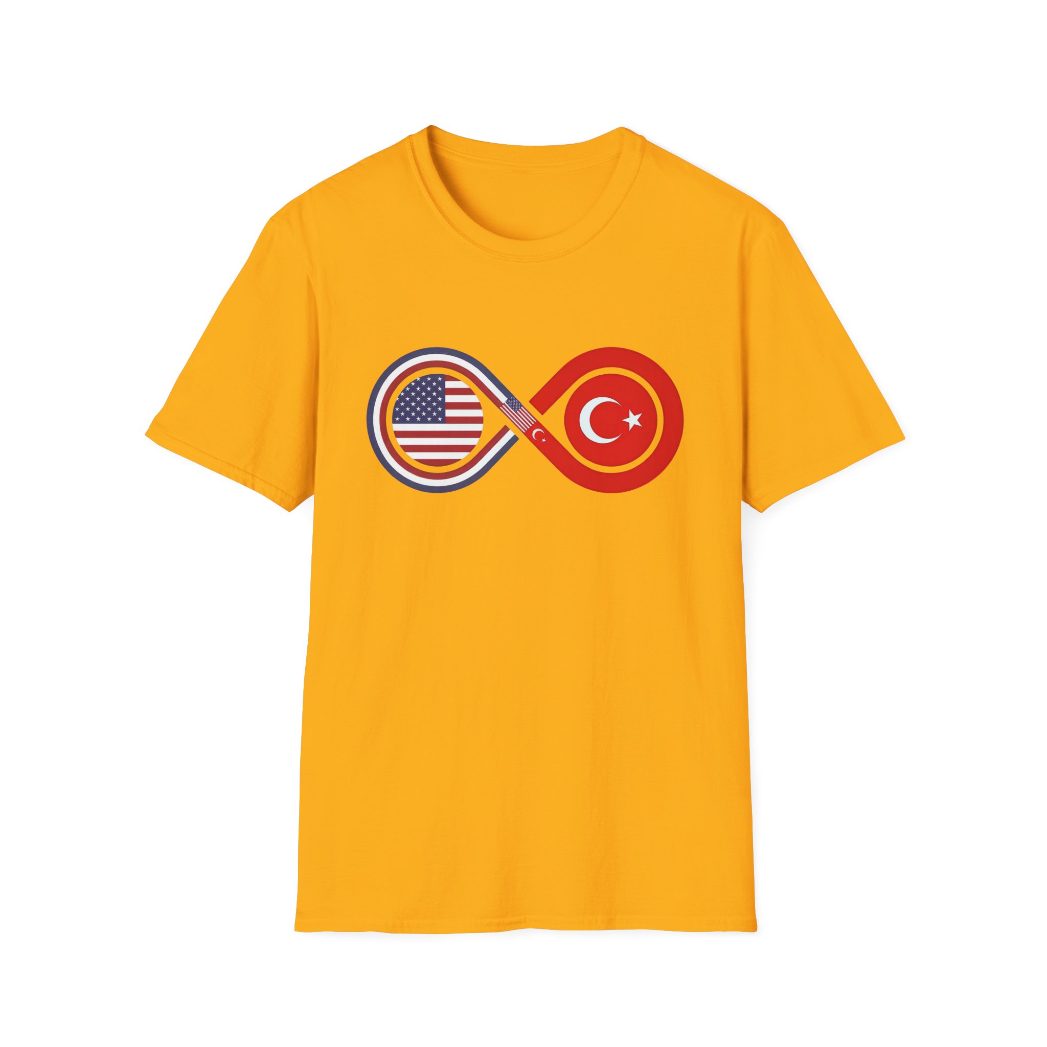 USA and Turkey Friendship Infinity Unisex Cotton T-Shirt - Image 15