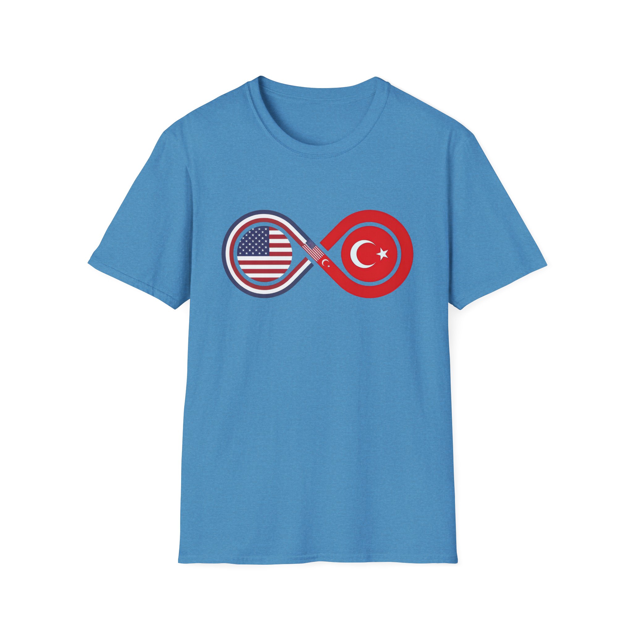 USA and Turkey Friendship Infinity Unisex Cotton T-Shirt - Image 8