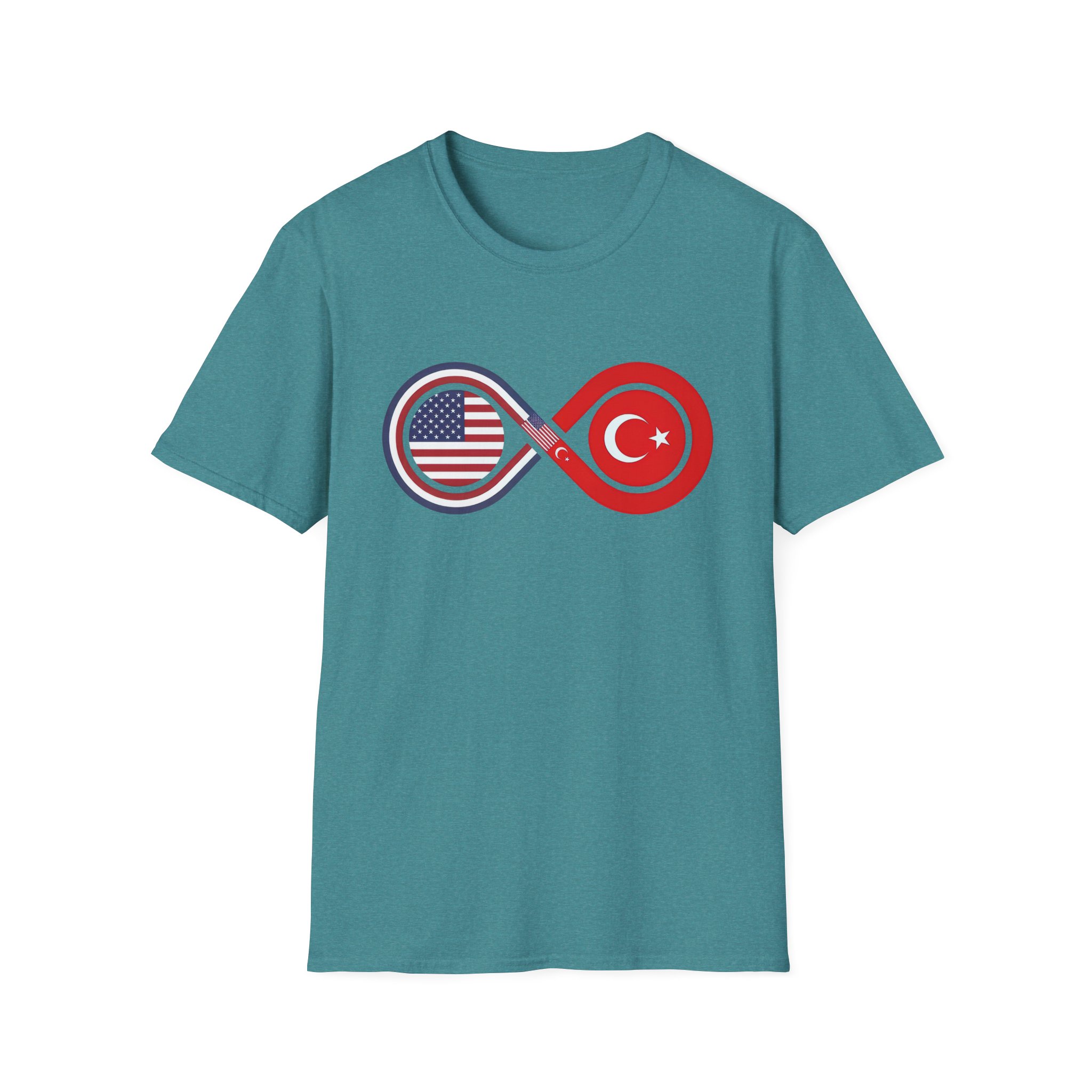 USA and Turkey Friendship Infinity Unisex Cotton T-Shirt - Image 16