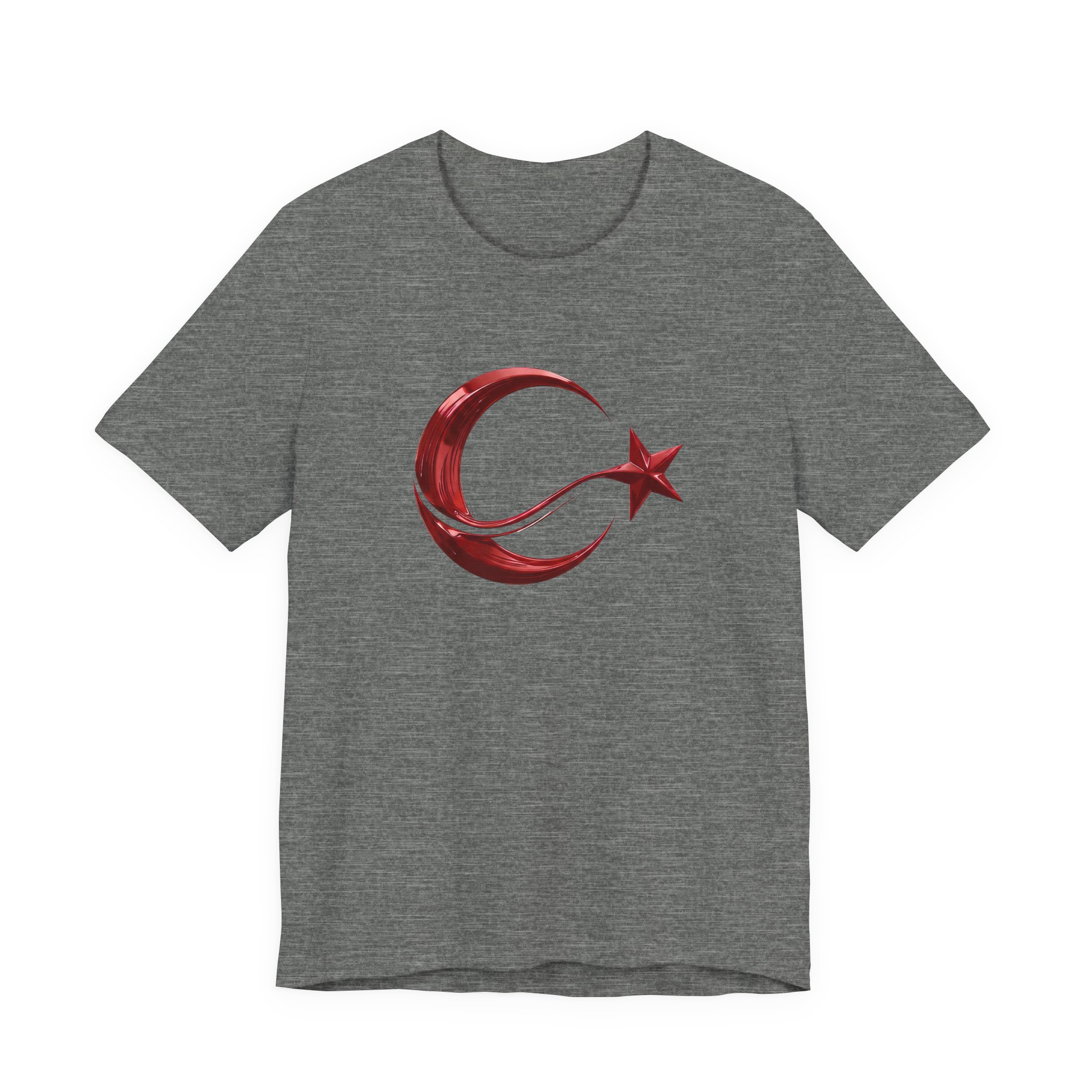 Modern Turkish Flag Emblem T-Shirt – Stylized Red Chrome Design Tee - Image 5