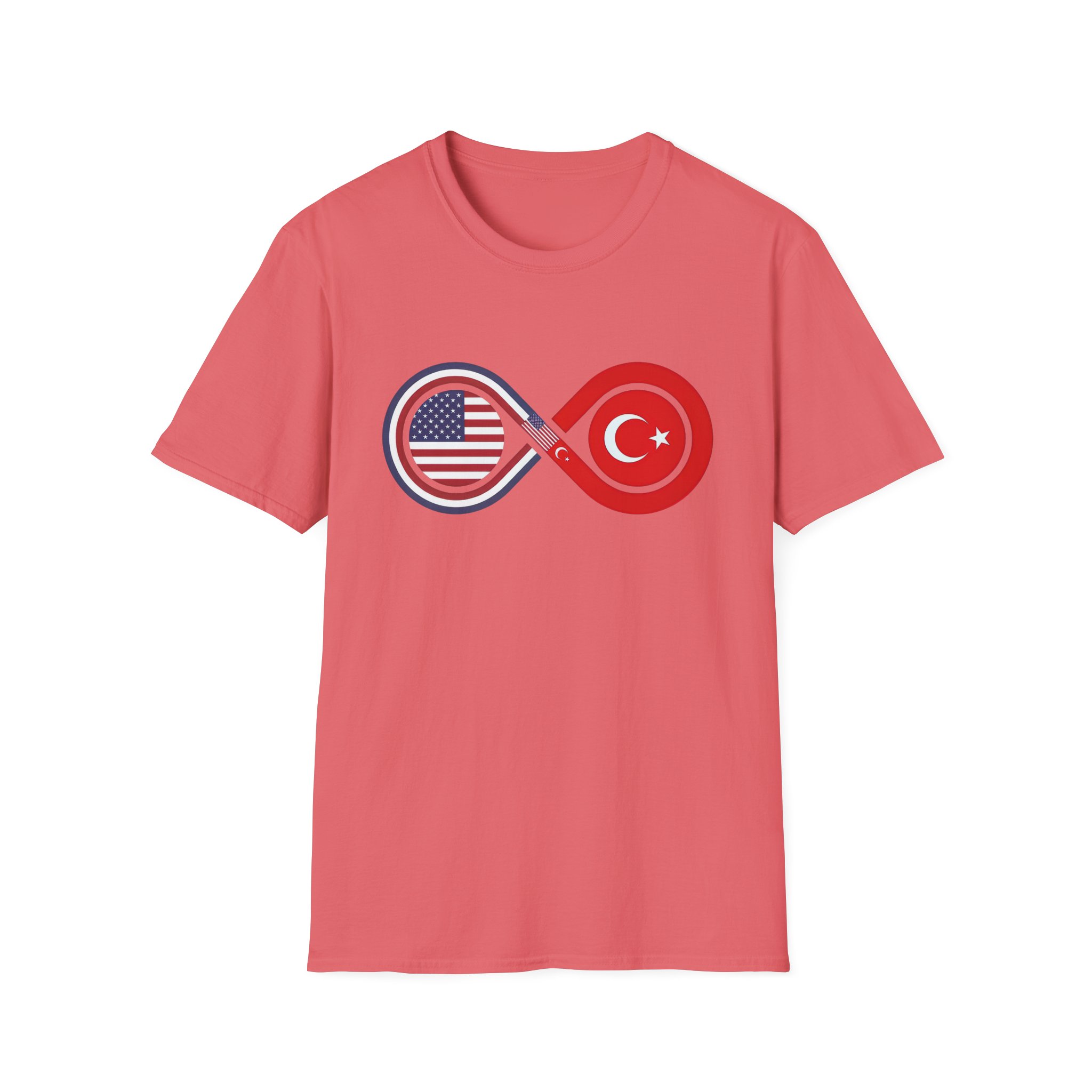 USA and Turkey Friendship Infinity Unisex Cotton T-Shirt - Image 6