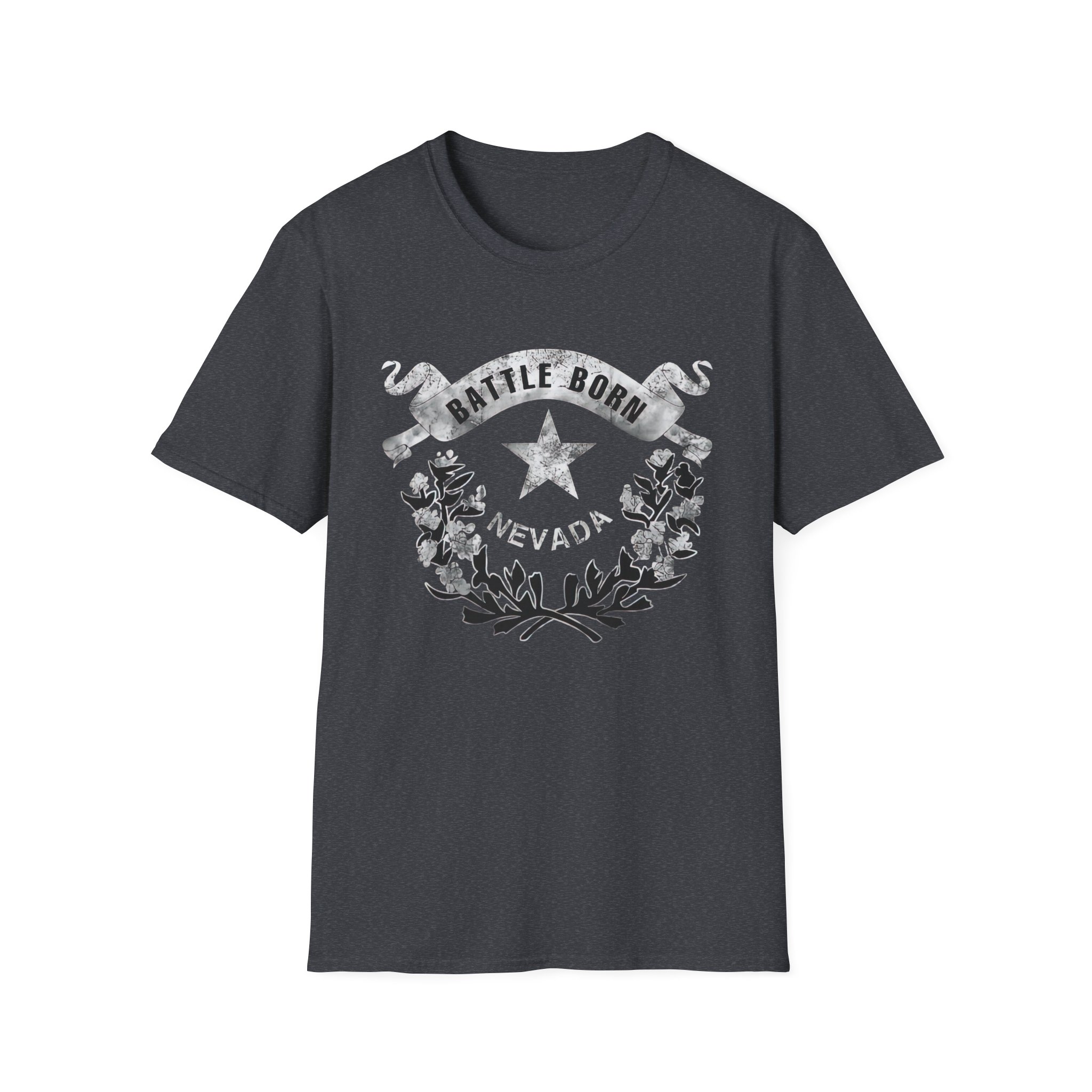 Grunge Nevada "Battle Born" Light Graphic Unisex Cotton T-Shirt - Image 12