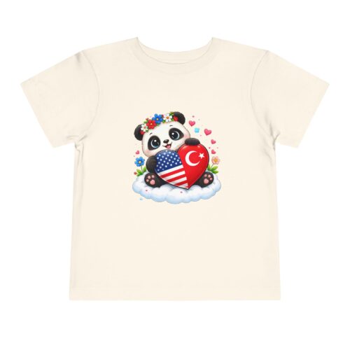 Cute United States & Turkiye Flag Panda Girl Toddler T-Shirt