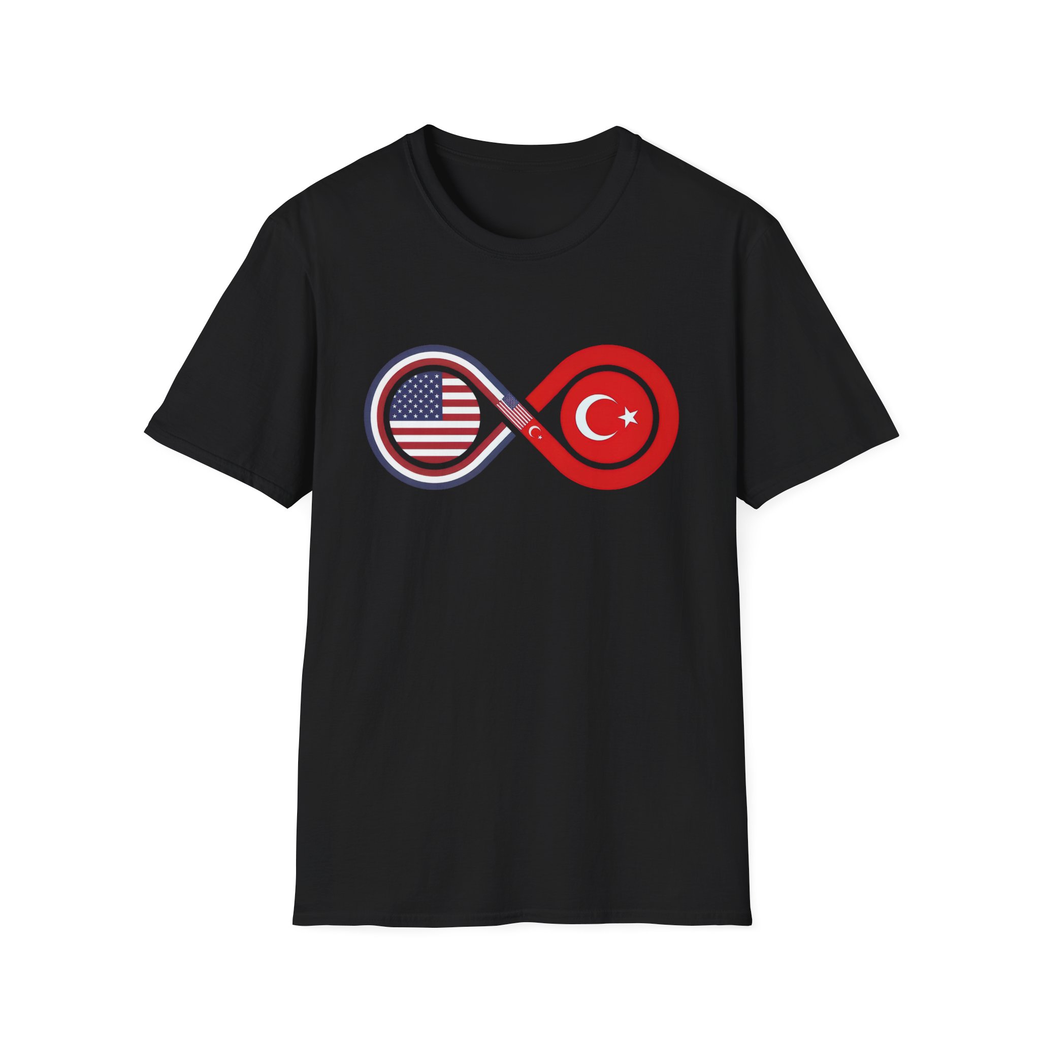 USA and Turkey Friendship Infinity Unisex Cotton T-Shirt - Image 3