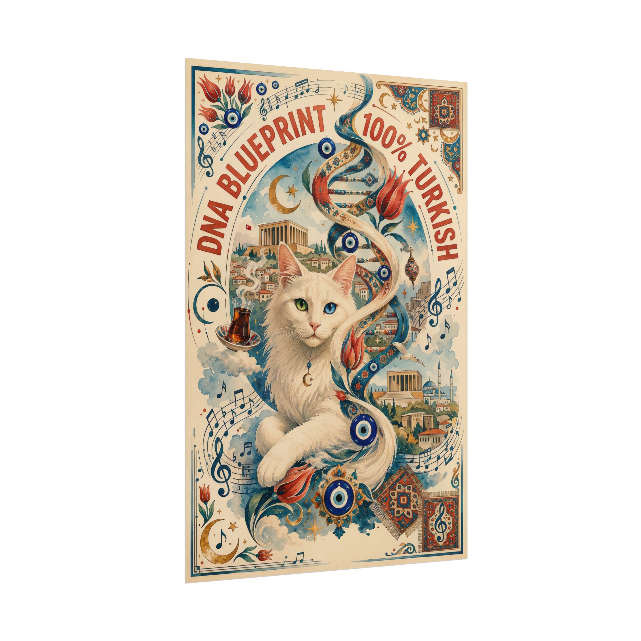 100% Turkish DNA Blueprint Poster – Turkish Angora Cat & Ankara Art - Image 4