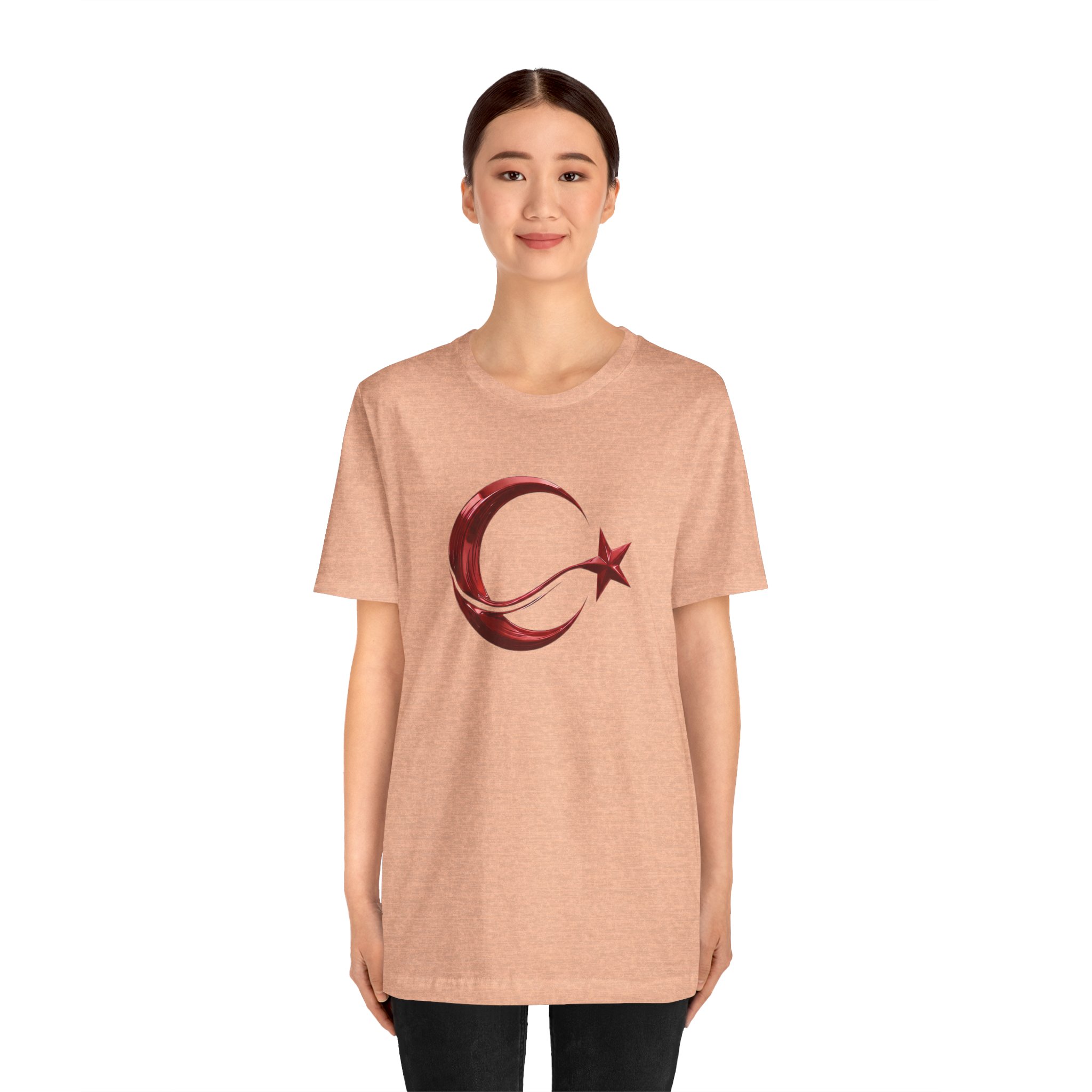 Modern Turkish Flag Emblem T-Shirt – Stylized Red Chrome Design Tee - Image 9