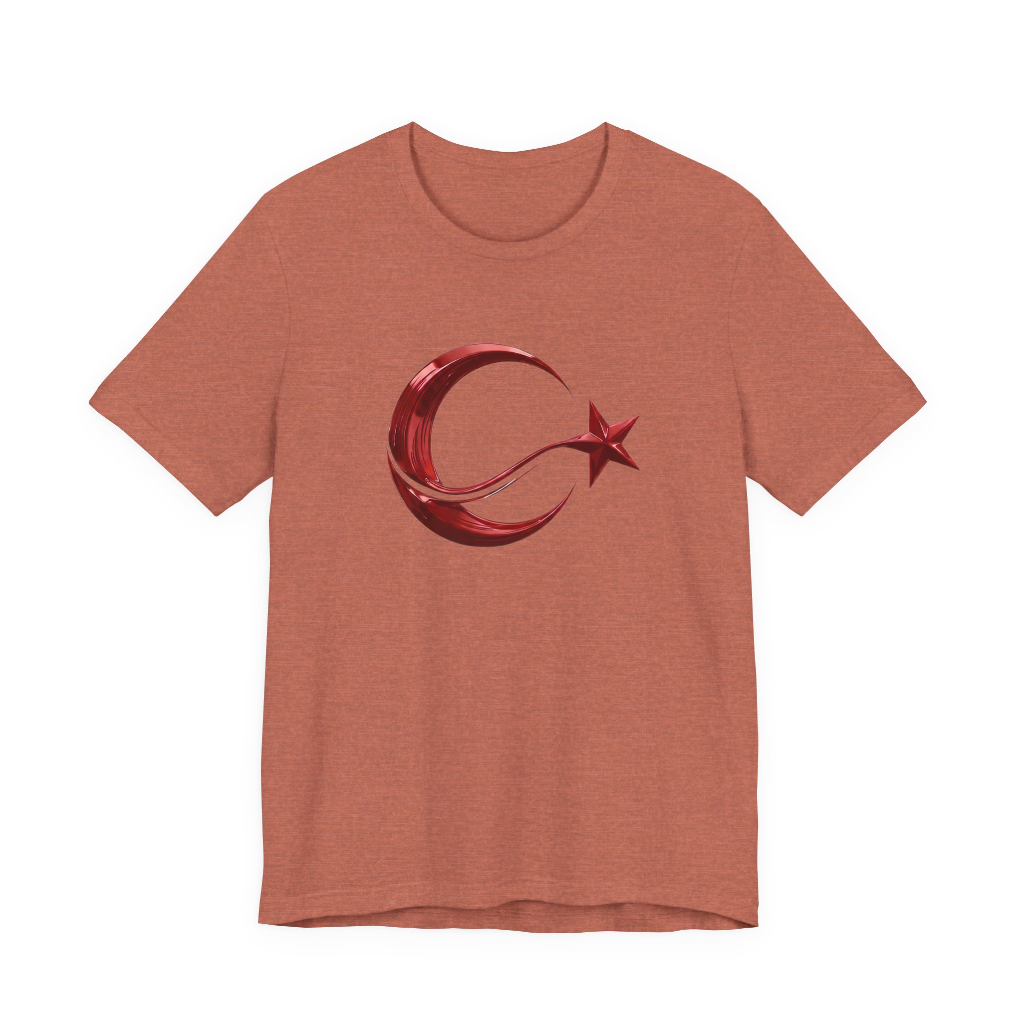 Modern Turkish Flag Emblem T-Shirt – Stylized Red Chrome Design Tee - Image 6